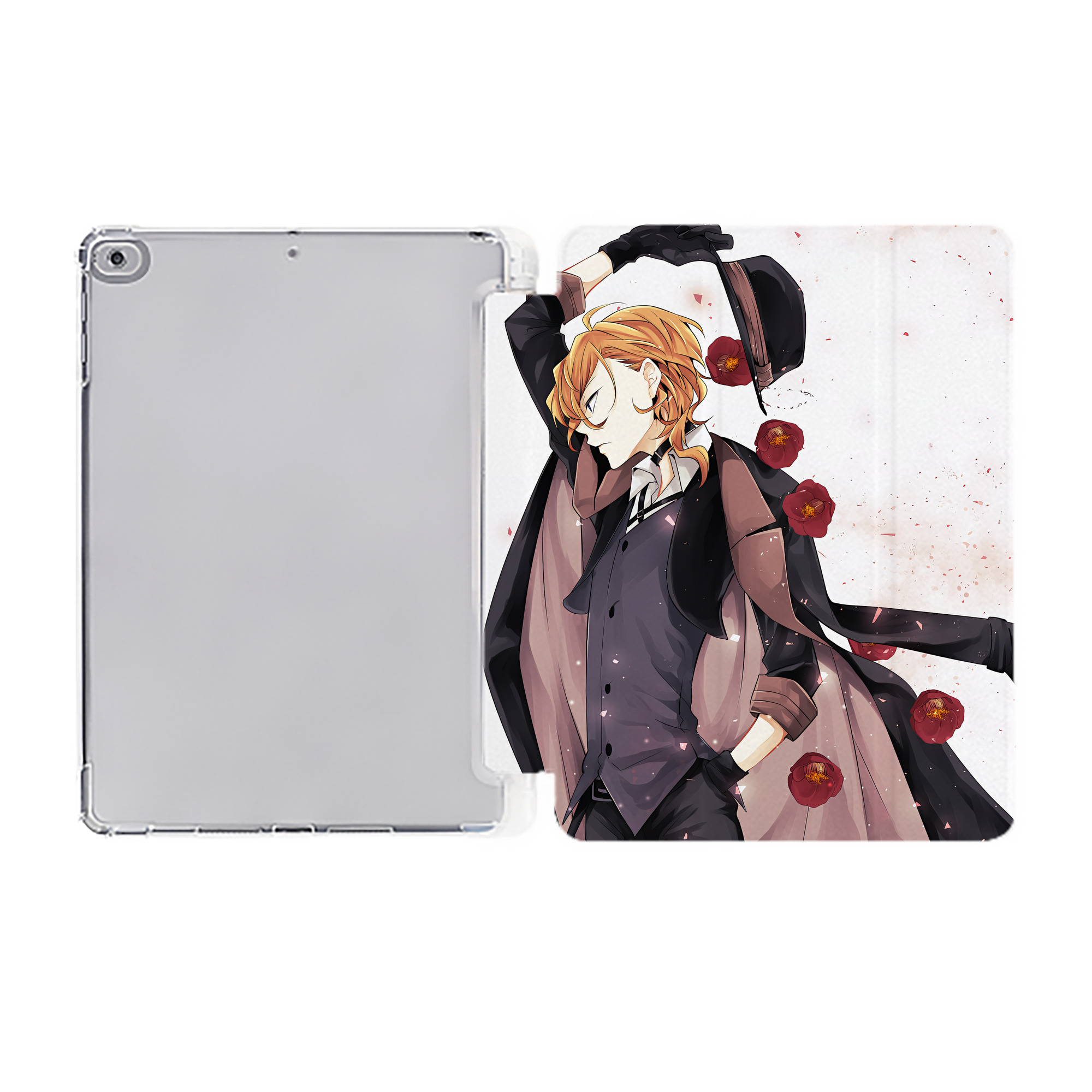 （画像用） 文豪ストレイドッグス Bungo Stray Dogs IPad ケース ペン収納付き 三つ折りスタンド PUレザー×シリコン 対応機種9.5/10.5/10.9インチ